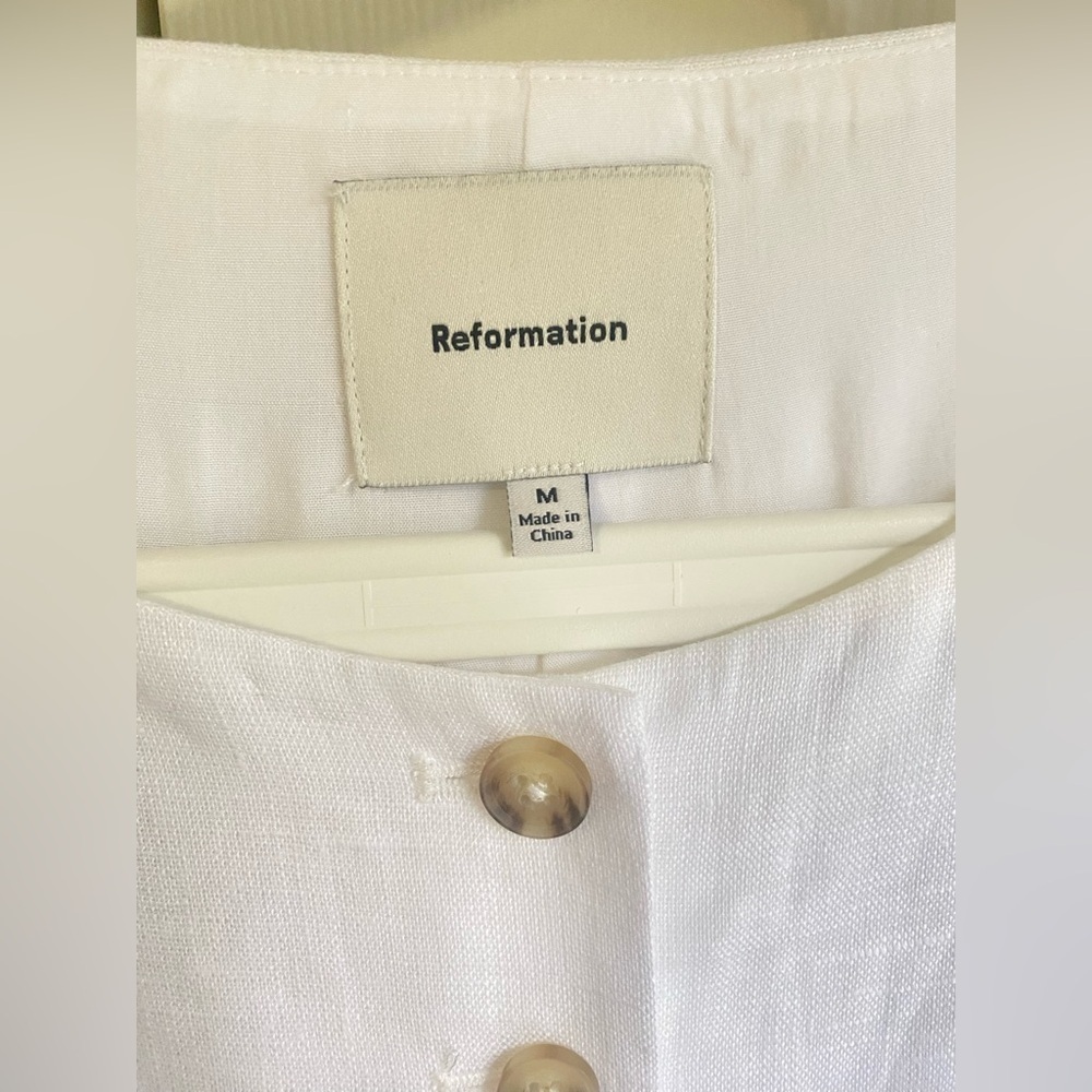 NEW Reformation Lucia White Linen Button Up Jacket - Picture 7 of 12